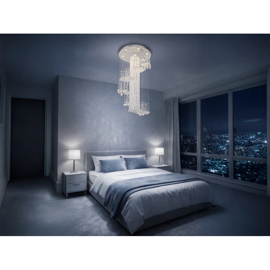 Plafoniera LED in cristallo NAURU LED/24W/230V Ø 45 cm cromo lucido + telecomando