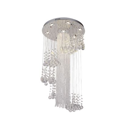 Plafoniera LED in cristallo NAURU LED/24W/230V Ø 45 cm cromo lucido + telecomando