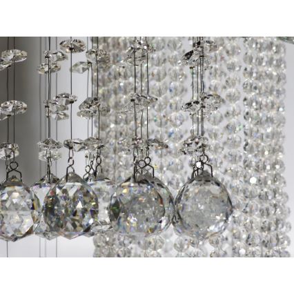 Plafoniera LED in cristallo NAURU LED/24W/230V Ø 45 cm cromo lucido + telecomando