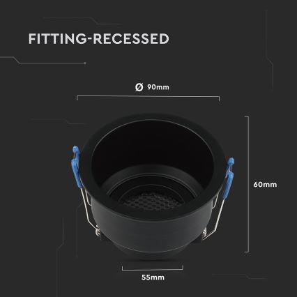 Plafoniera incasso GU10 diam. 9 cm nero