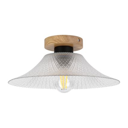 Plafoniera JULL WOOD 1xE27/15W/230V rovere/trasparente Ø 34 cm