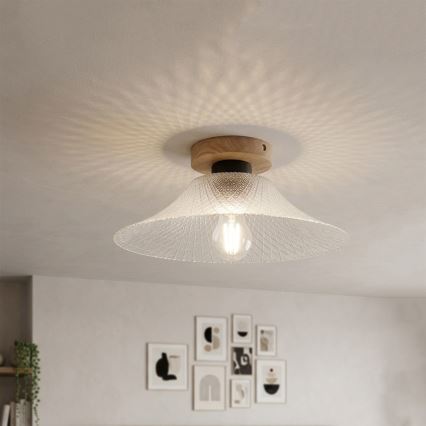 Plafoniera JULL WOOD 1xE27/15W/230V rovere/trasparente Ø 34 cm