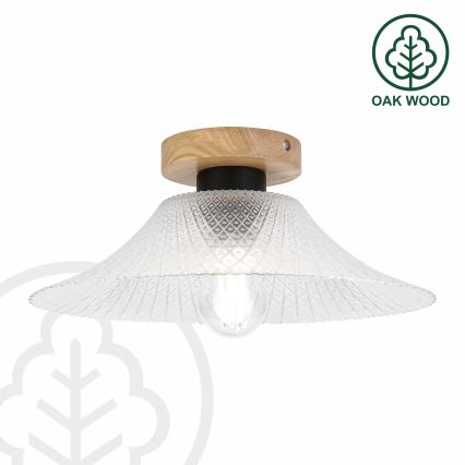 Plafoniera JULL WOOD 1xE27/15W/230V rovere/trasparente Ø 34 cm