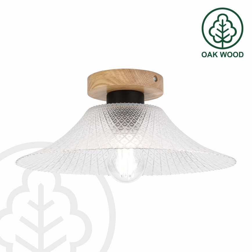 Plafoniera JULL WOOD 1xE27/15W/230V rovere/trasparente Ø 34 cm