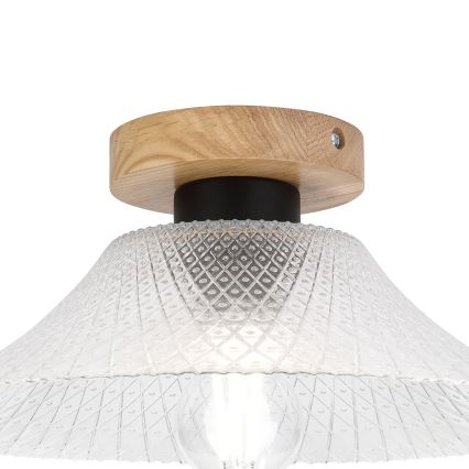 Plafoniera JULL WOOD 1xE27/15W/230V rovere/trasparente Ø 34 cm