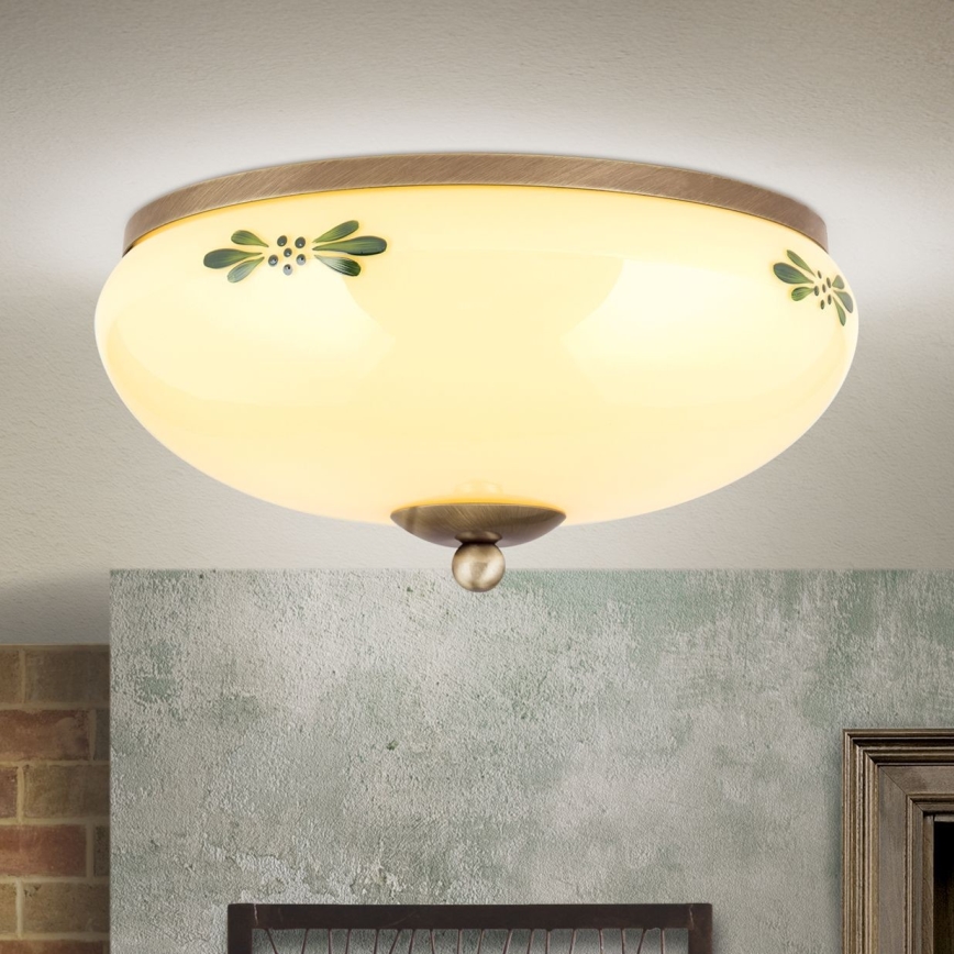 Plafoniera LANDHAUS 2xE27/60W/230V diametro 28 cm bronzo/beige