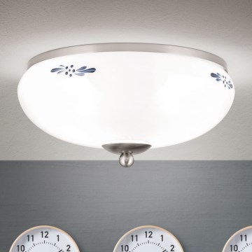 Plafoniera LANDHAUS 2xE27/60W/230V ø 28 cm cromo opaco/bianco/blu