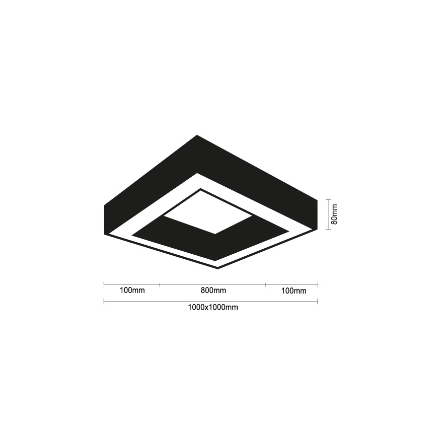 Plafoniera LED/130W/230V 3000/4000/6500K 100x100 cm nera