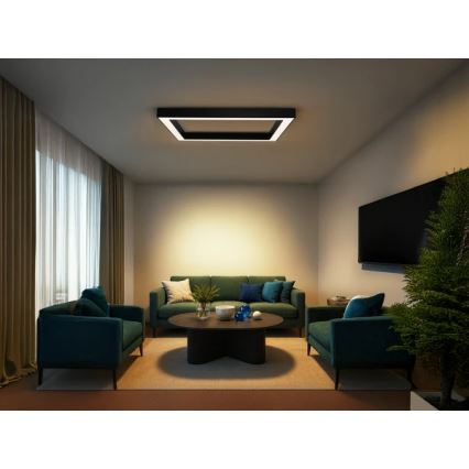 Plafoniera LED 150W/230V, 3000/4000/6500K selezionabili, 120x120 cm, nera