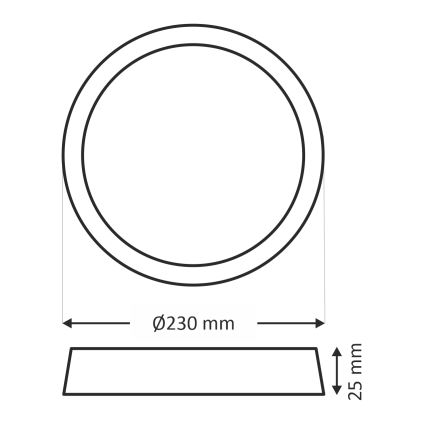 Plafoniera LED 18W/230V 3000/4000/6500K Ø 23 cm marrone