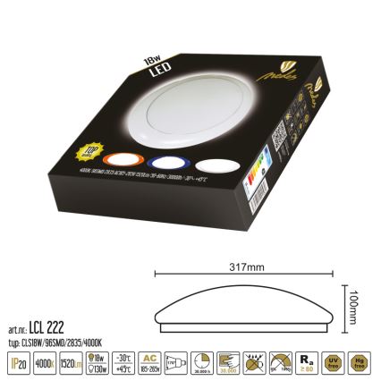 Plafoniera LED/18W/230V