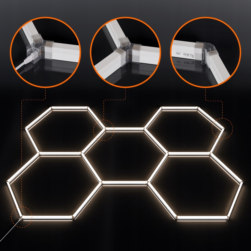 Plafoniera a soffitto LED HEXAGON/192W/85-265V 4000K 298x209 cm CRI 90 IP54 bianca