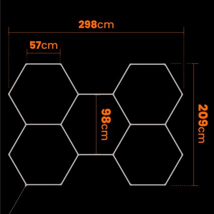 Plafoniera a soffitto LED HEXAGON/192W/85-265V 4000K 298x209 cm CRI 90 IP54 bianca
