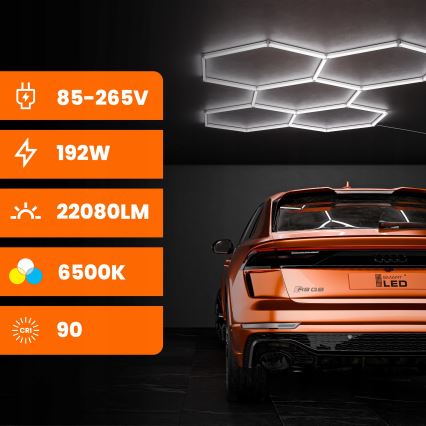 Plafoniera LED HEXAGON LED/192W/85-265V 6500K 298x209 cm CRI 90 IP54 bianca