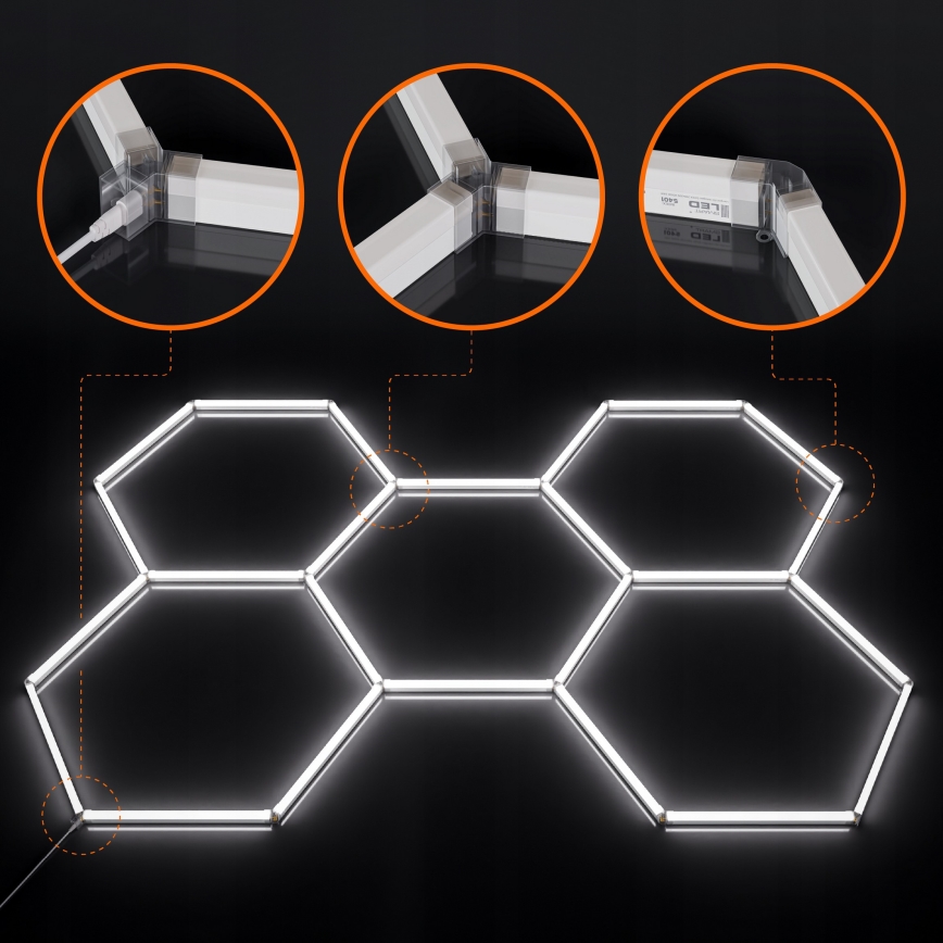 Plafoniera LED HEXAGON LED/192W/85-265V 6500K 298x209 cm CRI 90 IP54 bianca