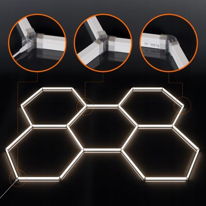 Plafoniera LED da soffitto HEXAGON LED/240W/85-265V 4000K 298x209 cm CRI 90 IP44 bianco
