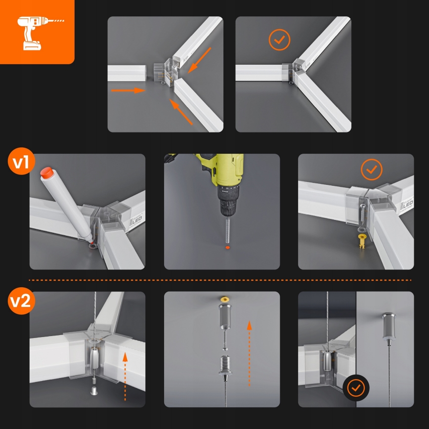 Plafoniera LED da soffitto HEXAGON LED/240W/85-265V 4000K 298x209 cm CRI 90 IP44 bianco