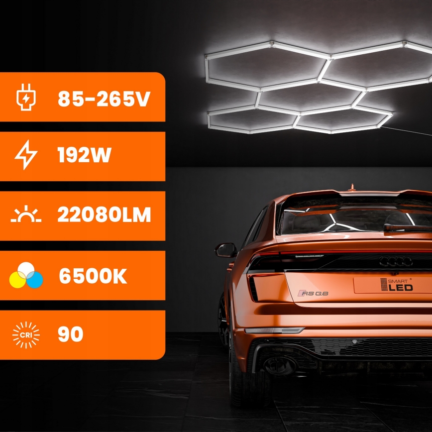 Plafoniera LED HEXAGON LED/240W/85-265V 6500K 298x209 cm CRI 90 IP44 bianco