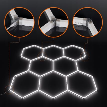 Plafoniera da soffitto HEXAGON LED/280W/85-265V 6500K 313x298 cm CRI 90 IP54 bianco