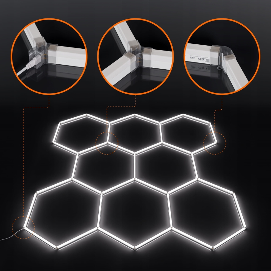 Plafoniera da soffitto HEXAGON LED/280W/85-265V 6500K 313x298 cm CRI 90 IP54 bianco