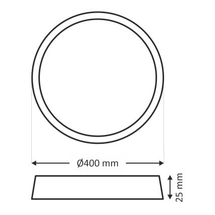 Plafoniera LED/32W/230V 3000/4000/6500K Ø 40 cm nera