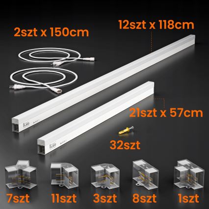 Plafoniera LED HEXAGON LED/384W/85-265V 4000K 484x243 cm CRI 90 IP54 bianco