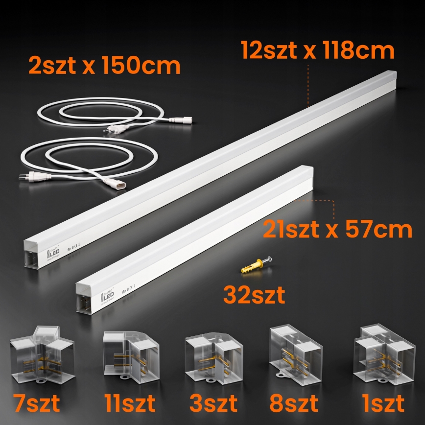 Plafoniera LED HEXAGON LED/384W/85-265V 4000K 484x243 cm CRI 90 IP54 bianco