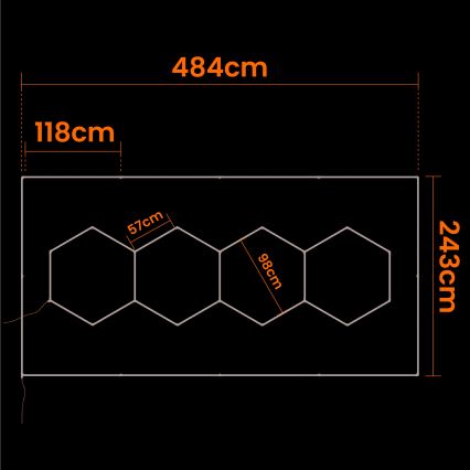 Plafoniera LED HEXAGON LED/384W/85-265V 6500K 484x243 cm CRI 90 IP54 bianco