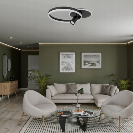 Plafoniera LED 38W/230V + 1xGU10/30W nera