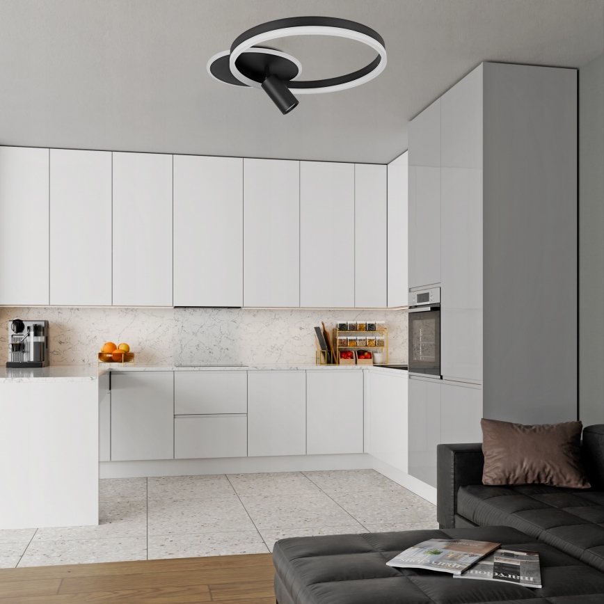 Plafoniera LED 38W/230V + 1xGU10/30W nera