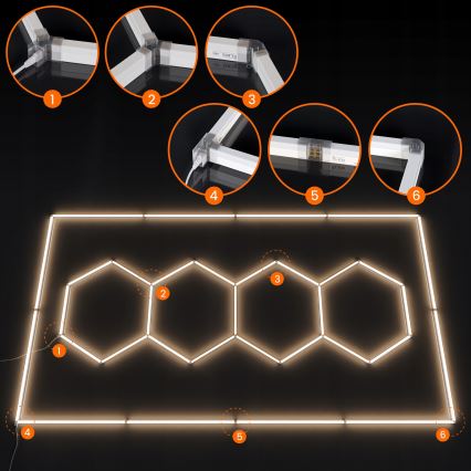 Plafoniera LED HEXAGON LED/426W/85-265V 4000K 484x243 cm CRI 90 IP44 bianca