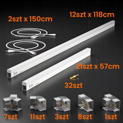 Plafoniera LED HEXAGON LED/426W/85-265V 6500K 484x243 cm CRI 90 IP44 bianco