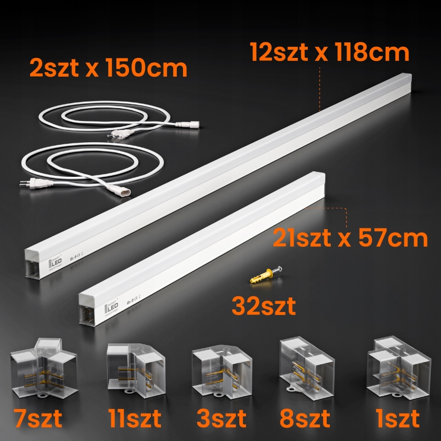 Plafoniera LED HEXAGON LED/426W/85-265V 6500K 484x243 cm CRI 90 IP44 bianco