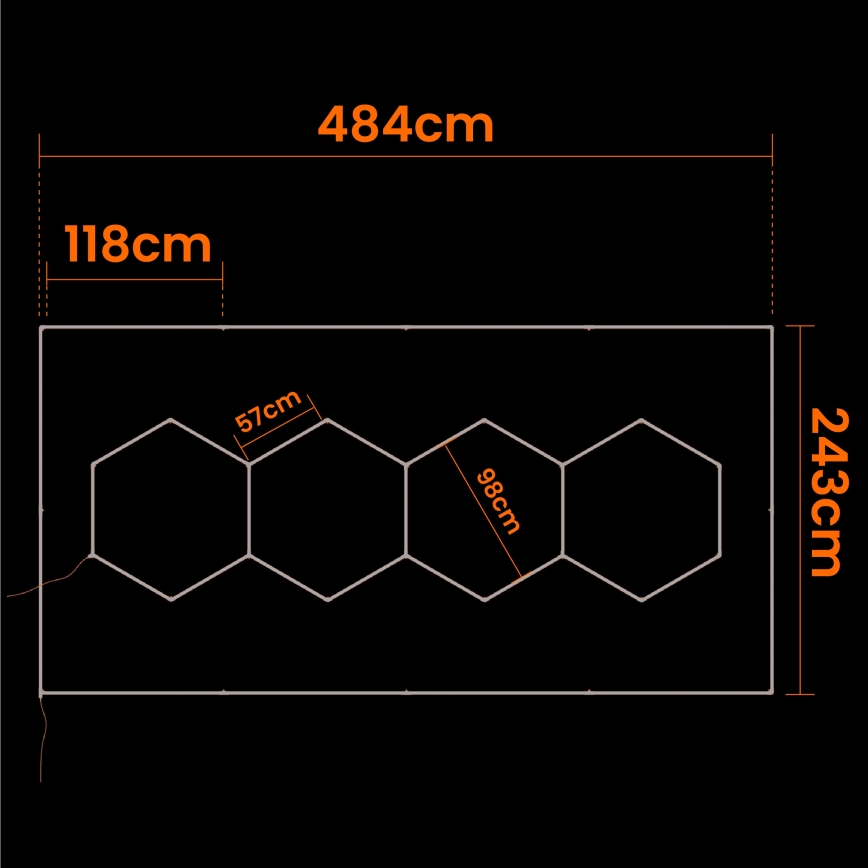 Plafoniera LED HEXAGON LED/426W/85-265V 6500K 484x243 cm CRI 90 IP44 bianco