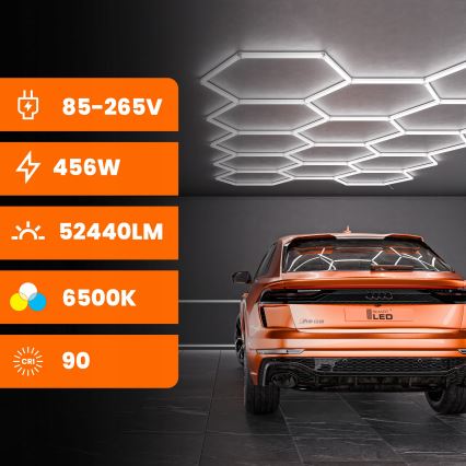 Plafoniera LED HEXAGON LED/570W/85-265V 6500K 522x298 cm CRI 90 IP44 bianca