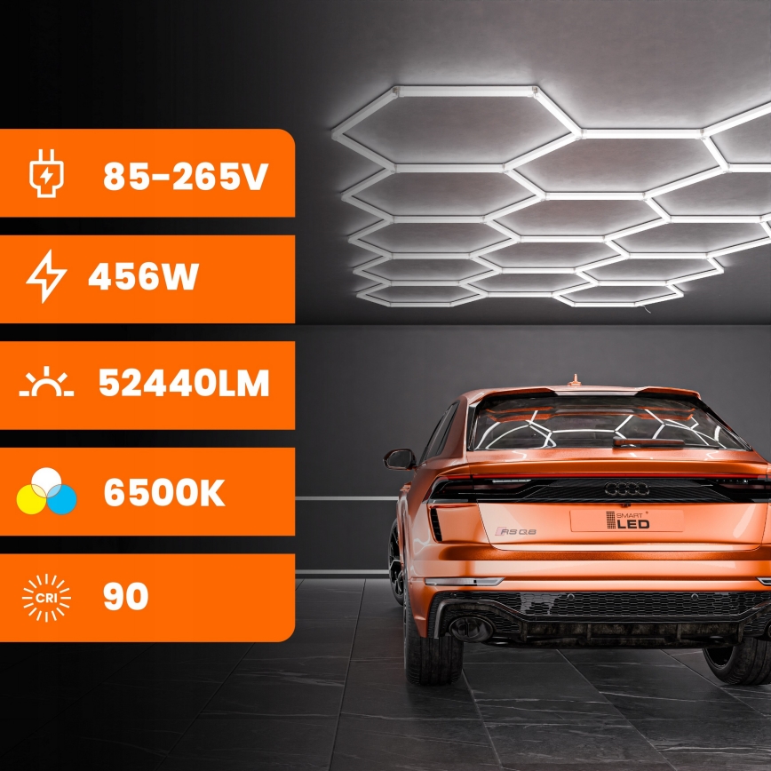 Plafoniera LED HEXAGON LED/570W/85-265V 6500K 522x298 cm CRI 90 IP44 bianca