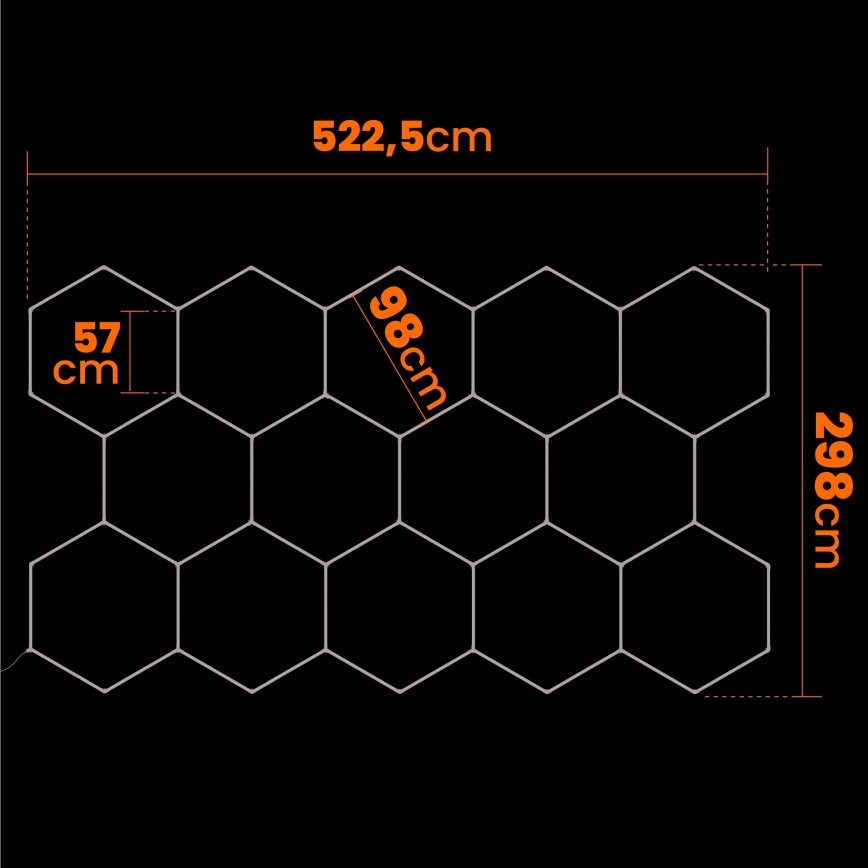 Plafoniera LED HEXAGON LED/570W/85-265V 6500K 522x298 cm CRI 90 IP44 bianca