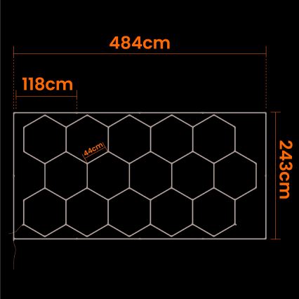 Plafoniera da soffitto LED HEXAGON LED/696W/85-265V 6500K 484x243 cm CRI 90 IP44 bianca