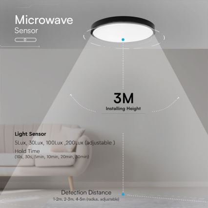 Plafoniera da bagno LED con sensore CHIP SAMSUNG LED/24W/230V IP44 4000K diam. 35 cm + telecomando