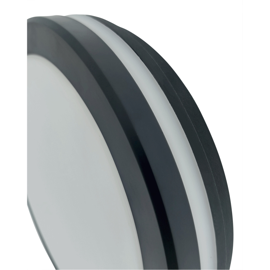 Plafoniera LED per bagno con sensore di movimento, 20W/230V, 3000/4000/6500K, Ø 23 cm, IP54, antracite