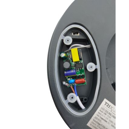 Plafoniera LED per bagno con sensore di movimento, 20W/230V, 3000/4000/6500K, Ø 23 cm, IP54, antracite