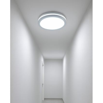 Plafoniera da bagno LED con sensore di movimento, 20W/230V, 3000/4000/6500K, Ø 23 cm, IP54, bianca