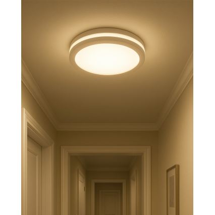 Plafoniera da bagno LED con sensore di movimento, 20W/230V, 3000/4000/6500K, Ø 23 cm, IP54, bianca