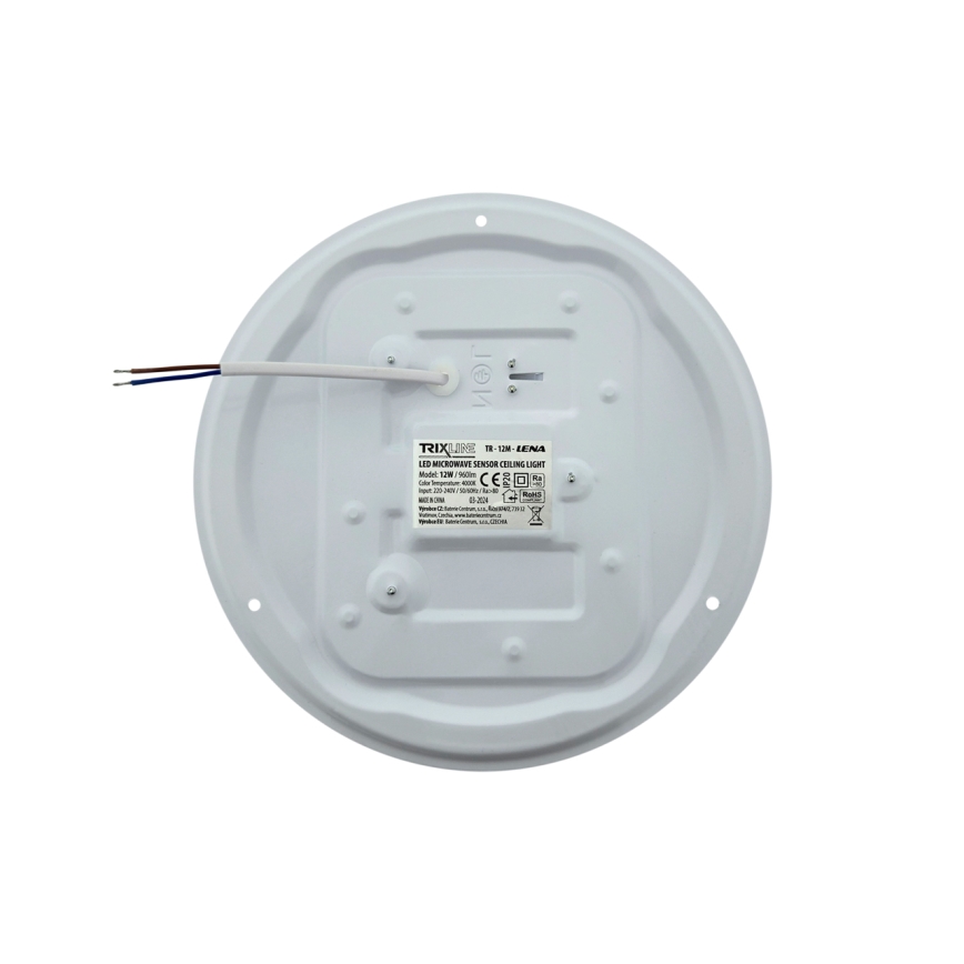 Plafoniera LED con sensore di movimento LENA, LED/12W/230V, Ø 25,7 cm, bianca