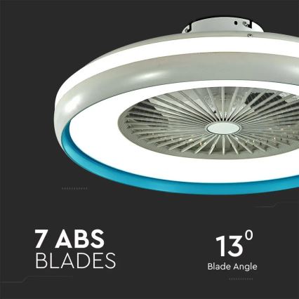 Plafoniera LED wtih a fan LED/45W/230V 3000/4000/6500K blu + telecomando