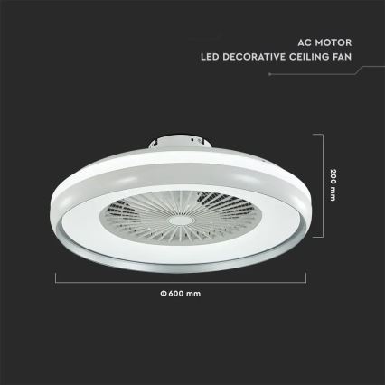 Plafoniera LED con ventilatore LED/45W/230V 3000/4000/6500K grigio + telecomando