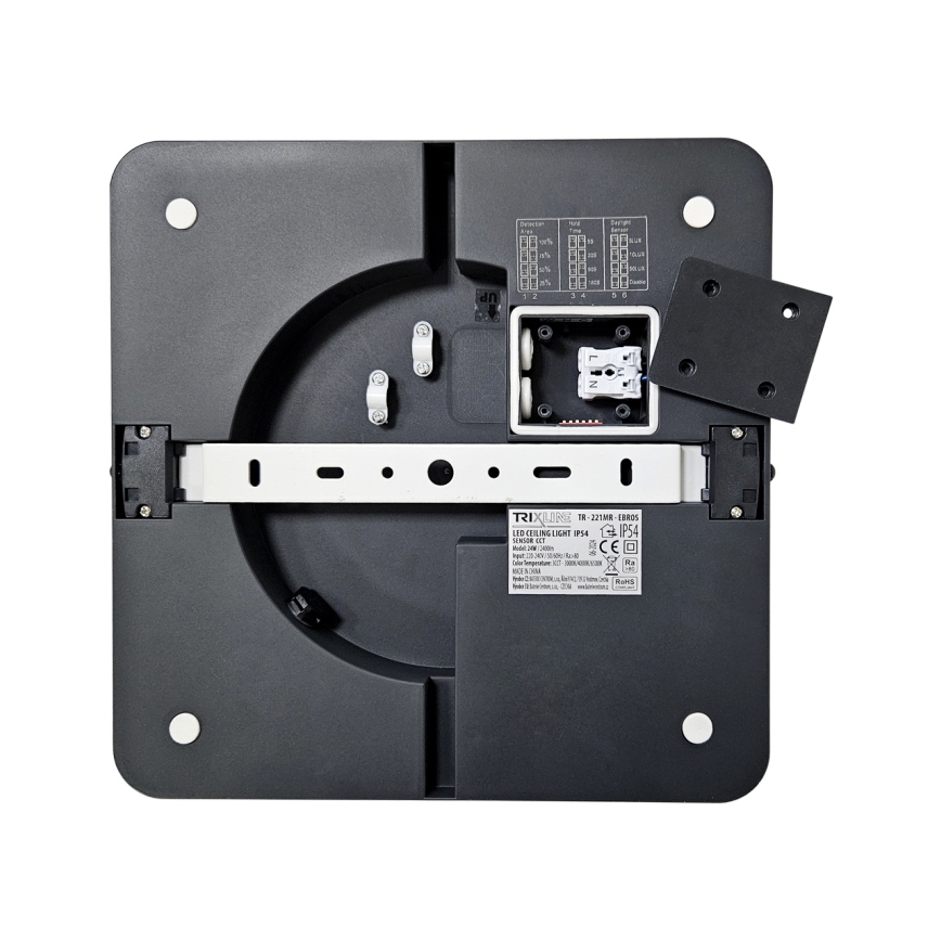 Plafoniera LED da bagno con sensore ELLÉ LED/24W/230V 3000/4000/6500K 26x26 cm IP54 antracite