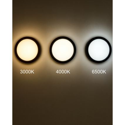 Plafoniera LED da bagno con sensore ELLÉ LED/24W/230V 3000/4000/6500K diametro 26 cm IP54 antracite