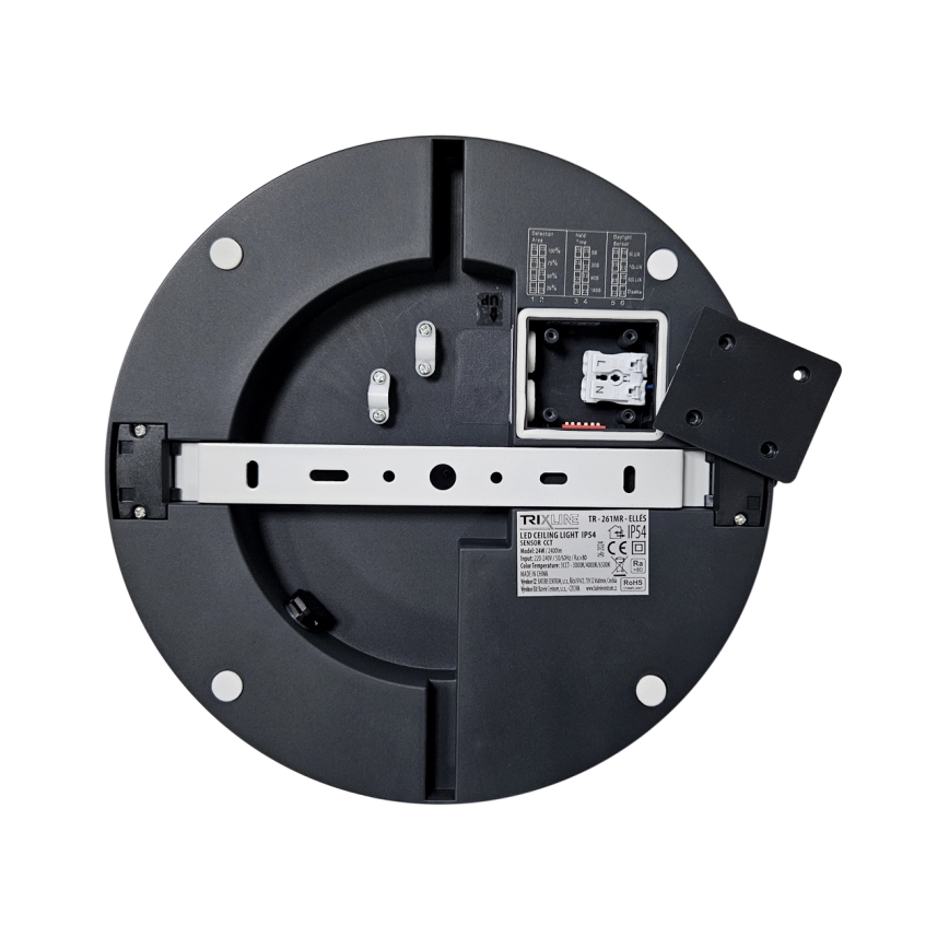 Plafoniera LED da bagno con sensore ELLÉ LED/24W/230V 3000/4000/6500K diametro 26 cm IP54 antracite