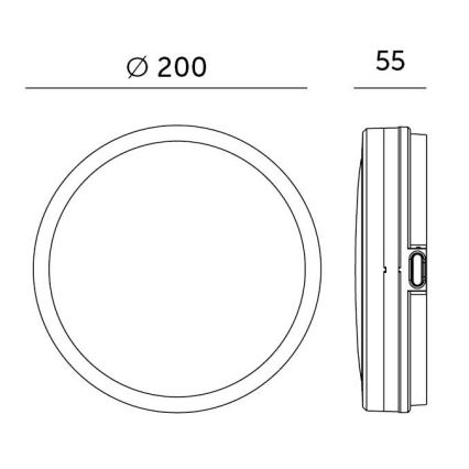 Plafoniera LED da bagno con sensore LED/12W/230V 3000/4000/6500K IP65 diametro 20 cm nero + telecomando